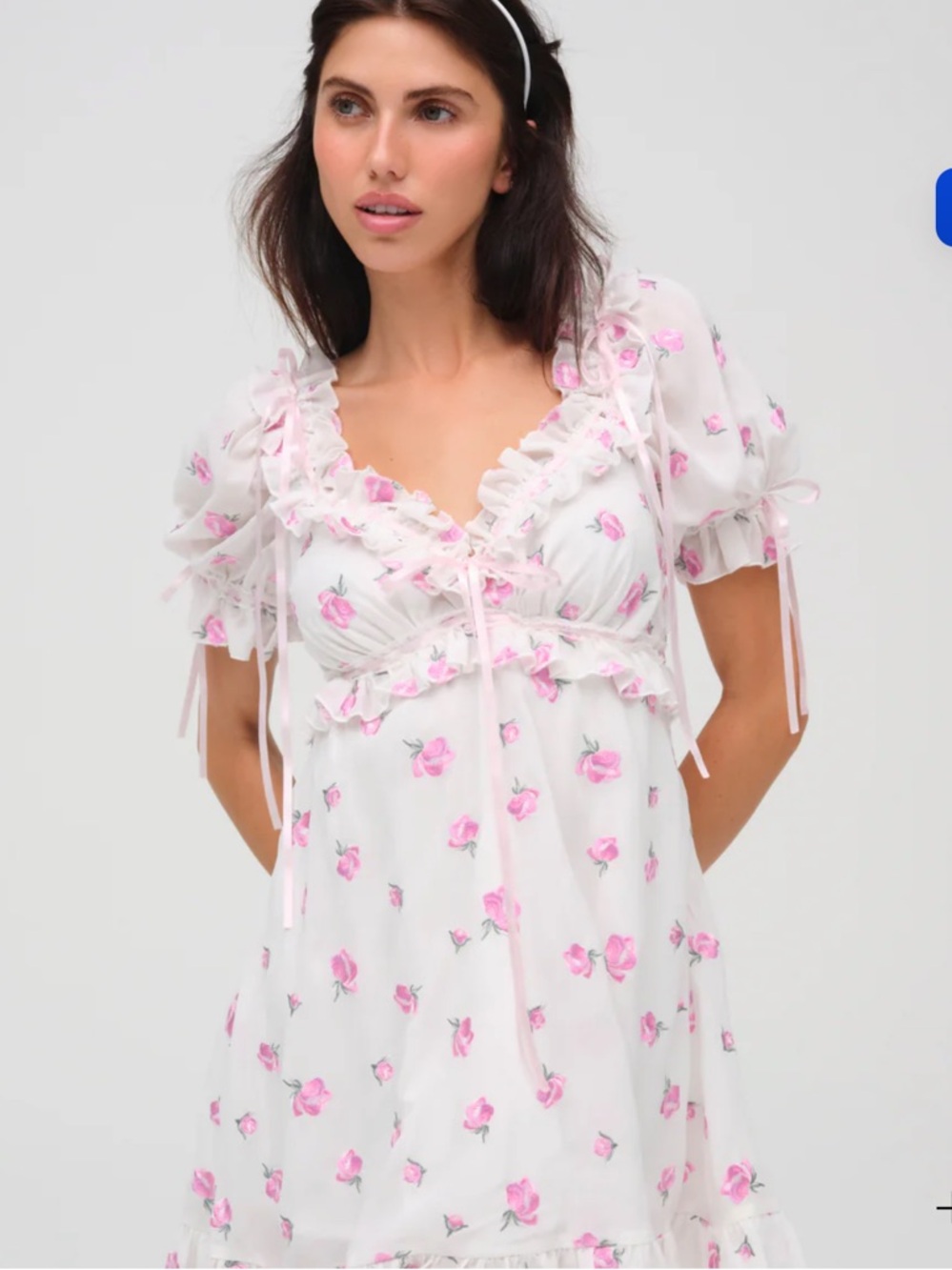 For Love & Lemons Fiona Floral White Mini Dress